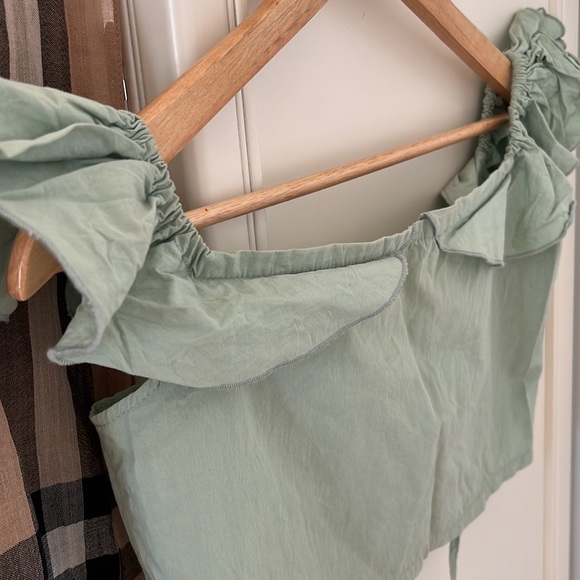 Zara Green Cotton Crop Top Blouse - Picture 7 of 10